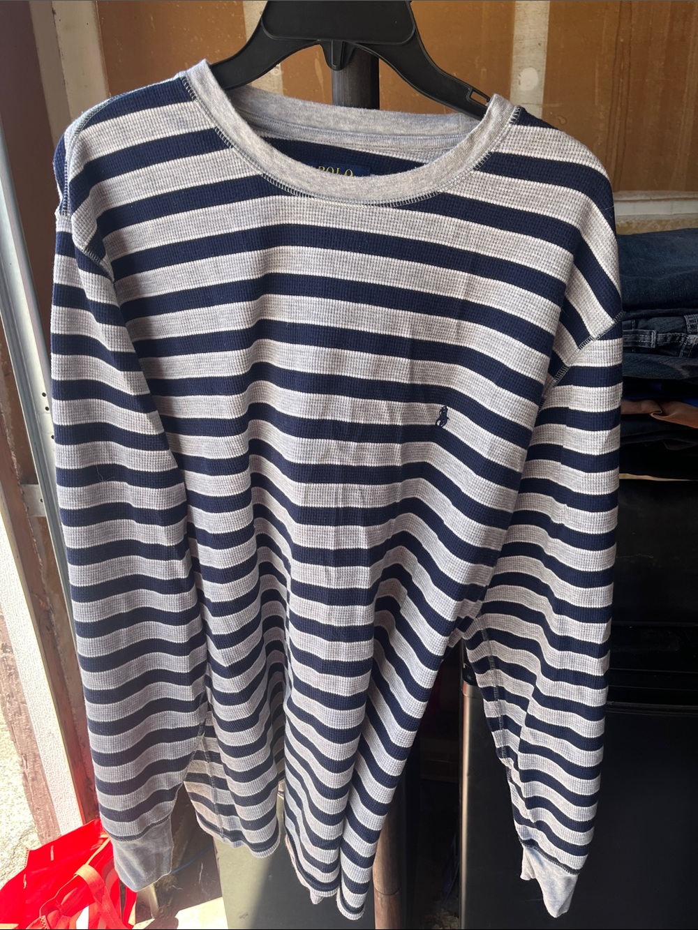 Polo by Ralph Lauren Navy and White Striped Long Sleeve Shirt